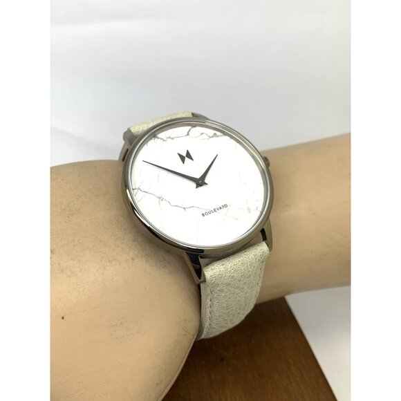 MVMT Women\'s Watch QMB01-Tima Quartz White Gray Marble Dial Leather Band 38mm main image 6